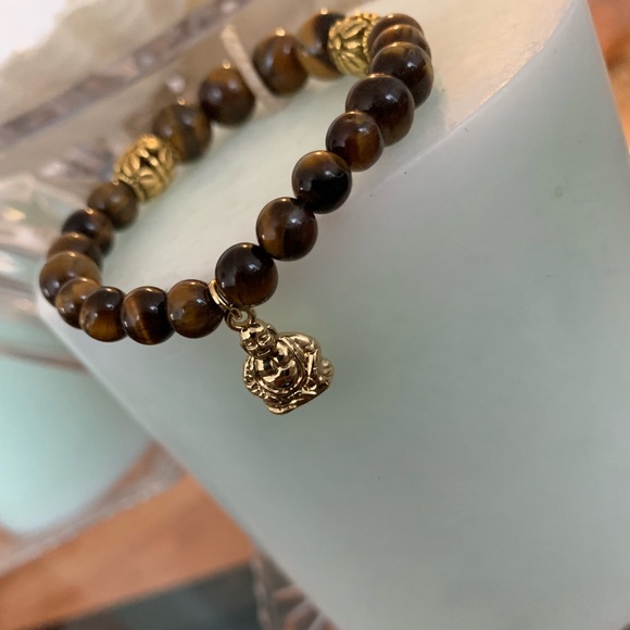 Brown Tiger Eye Beaded Buddha Bracelet - Picture 8 of 8